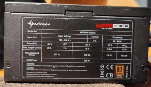 Sharkoon wpm600 bronze 600w - wpm600,